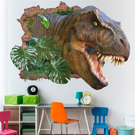 Dinosaur 3d Wall Decal Wall Sticker Tyrannosaur Removable Etsy