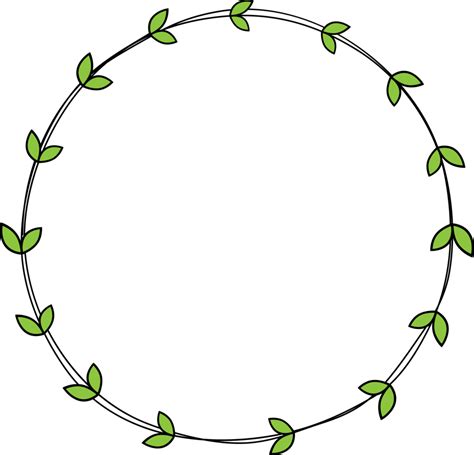 Hand Drawn Circle Frame Decoration Element With Leaves Clip Art 22182941 PNG