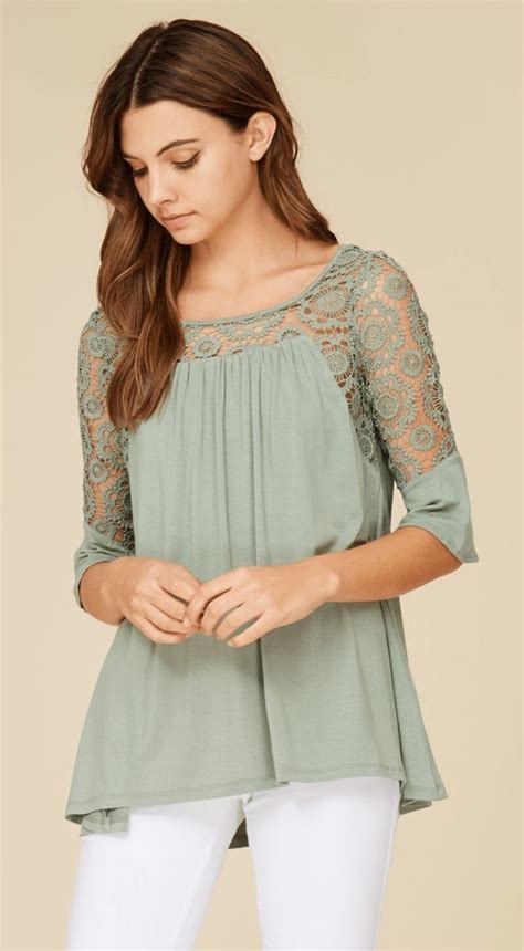 Sage Green Is A Beautifully Unique Lace Top That Is A True Stand Out