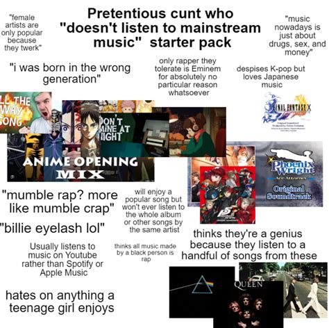 Pretentious C Who Doesnt Listen To Mainstream Music Starter Pack