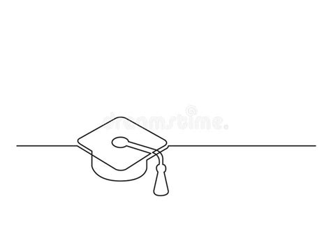 One Line Drawing Of Isolated Vector Object Graduation Cap Stock