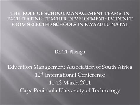 The Role Of School Management Teams In Facilitating