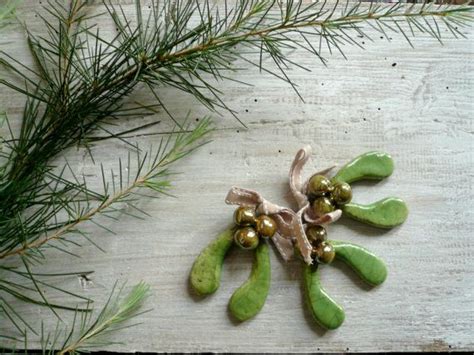 Mistletoe Mistletoe Decoration In Ceramic Raku Hanging Etsy Ceramic