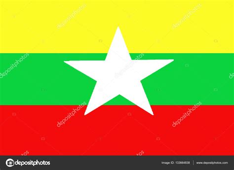 Myanmar flag ,3D Myanmar national flag illustration symbol, Burma ...