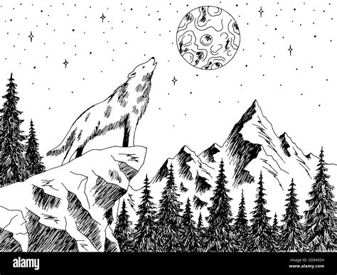 Cool Drawings Of Wolves Howling At The Moon