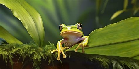 Dumpy Frog On Leaves Frog Amphibian Reptile Generative Ai 28288527