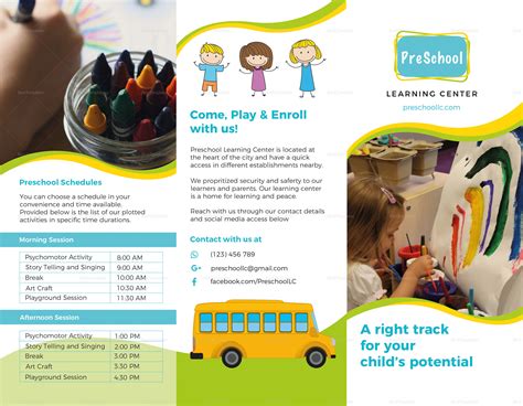 Pre School Brochure Design Template In Psd Word Publisher