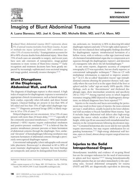 Pdf Imaging Of Blunt Abdominal Trauma University Of Axial Ct Scan