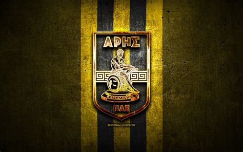 Download Wallpapers Aris Thessaloniki Fc Golden Logo Super League