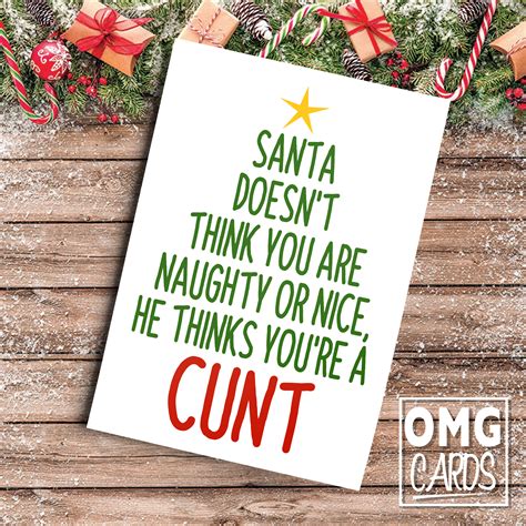 Santa Doesn T Think You Are Naughty Or Nice He Thinks You Re A Cunt Card Omg Cards