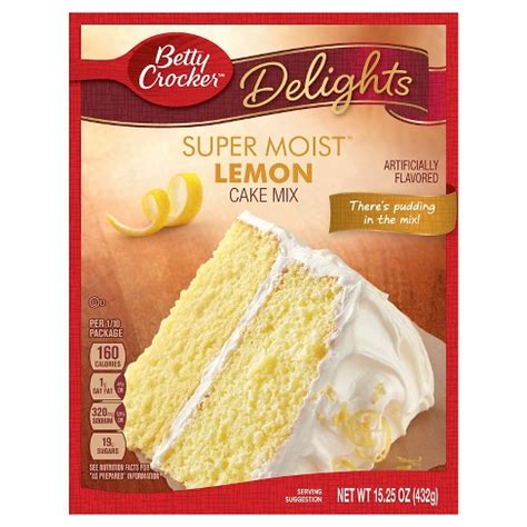 Chocolate, vanilla, carrot cake, brownies: Betty Crocker Super Moist Lemon Cake - 15.25oz : Target