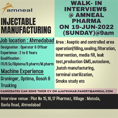 Amneal Pharmaceutical Walk In Interview For B Pharm M Pharm Bsc