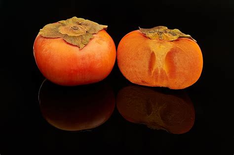 Image Fuyu Persimmon Fruits One Cut Open