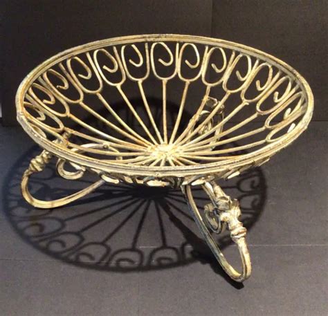 Vintage Metal Wrought Iron French Wire Basket Centerpiece Planter 3