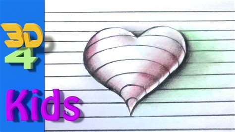 Drawing for kids with letters in easy steps abc: easy 3d ! draw 3D Heart on paper step by step very easy ...