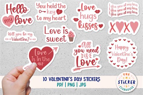 Valentines Day Stickers Love Bundle Graphic By Thestickerclubhouse