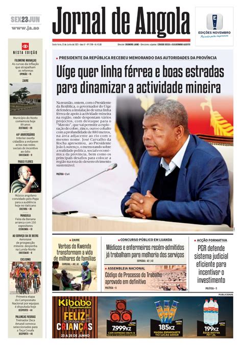 Jornal De Angola Sexta 23 De Junho De 2023