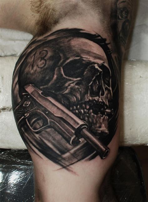 Skull Old Colt Bullet Tattoo Hammersmithtattoo West