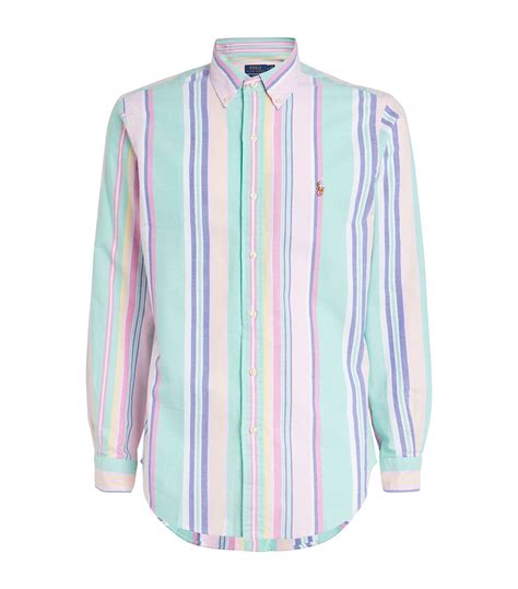 Mens Polo Ralph Lauren Pink Striped Oxford Shirt Harrods Countrycode