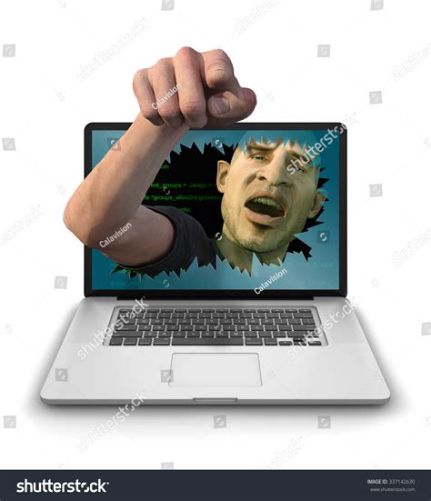 Internet Troll Hacker Cyber Criminal Smashing Stock Illustration