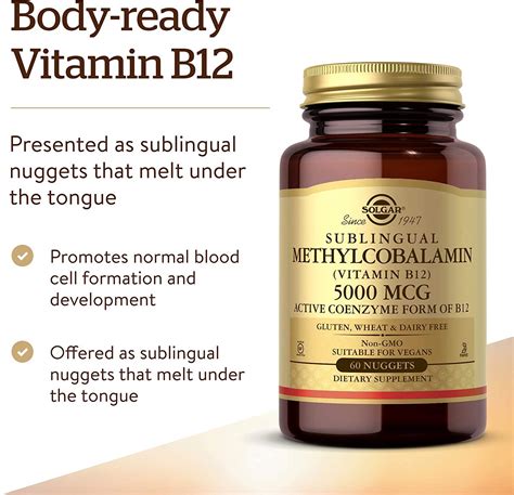 Solgar Sublingual Methylcobalamin Vitamin B12 5000 Mcg 60 Nuggets
