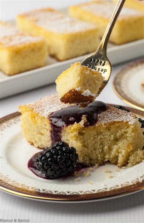 Flourless Lemon Almond Ricotta Cake With Blackberry Coulis