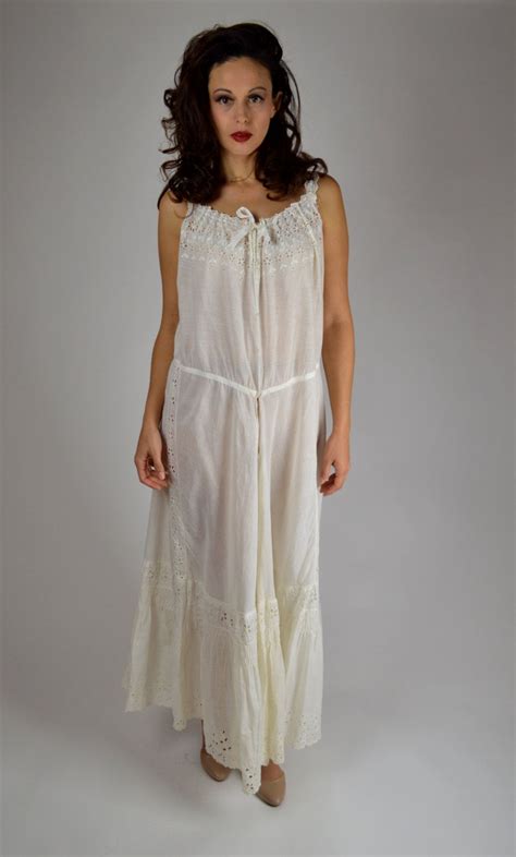 Edwardian Nightgown White Slip Cotton Slip Eyelet Slip Bohemian Fashion Slip Dress Long