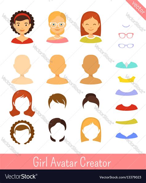 Girl Avatar Creator And Female Avatars Set Vector Image