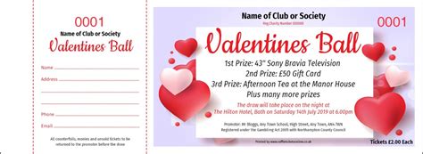 Valentines Hearts Raffle Tickets Online