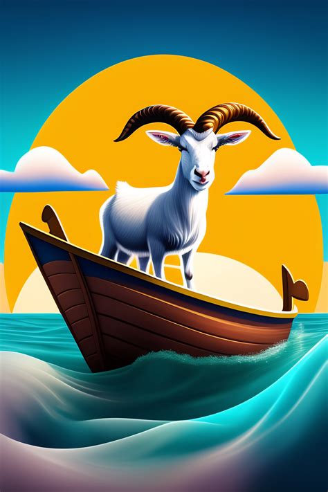 Lexica Cartoon Goat With A Boat At Sea In The Sun