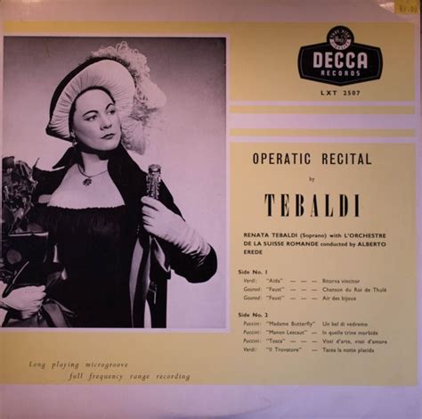 Renata Tebaldi Operatic Recital By Tebaldi 1960 Vinyl Discogs