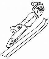 Coloring Ski Skiing Jumper Clipart Skis Template Popular Results sketch template