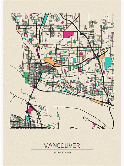 Vancouver Washington Street Map Sticker By Geekmywall Redbubble
