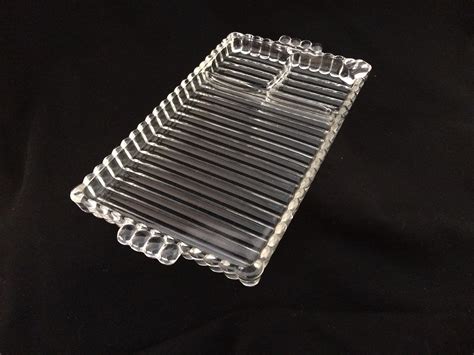 Hazel Atlas Snack Plate Clear Glass Tray Ribbed Design Bubble Etsy