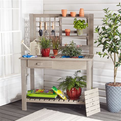 Better Homes And Gardens Gray Wood Potting Bench Potting