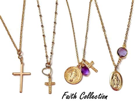 Catholic Jewelry Cross Virgin Mary Necklace Lilladesigns