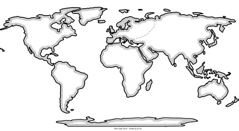 World Map For Printing Line Art Illustrations