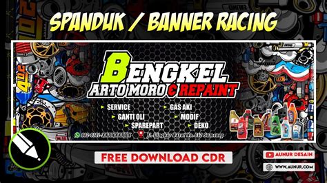 Desain Spanduk Bengkel Mobil Dan Motor Free Template CDR YouTube