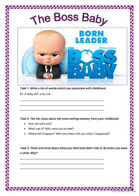 The Boss Baby Trailer Video Or Movi English Esl Worksheets Pdf And Doc