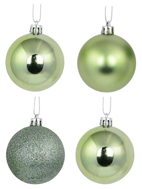 Mint Green Glittered Matte And Metallic Baubles 12 X 60mm Product
