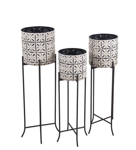 Privilege Set Of 3 Tall Metal Plant Stands