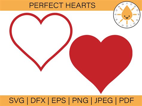 Perfect Heart Svg Heart Outlines Svg Solid Heart Svg Love Etsy Uk