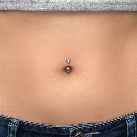Titanium Belly Button Ring Cz Implant Grade Navel Ring Belly Etsy