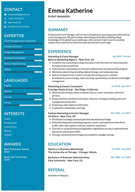Check spelling or type a new query. Event Manager Resume Example | CV Sample 2020 - ResumeKraft