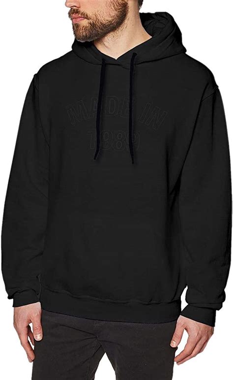 made in 1989 suéter con capucha para hombre suéter con capucha y manga de algodón negro xx