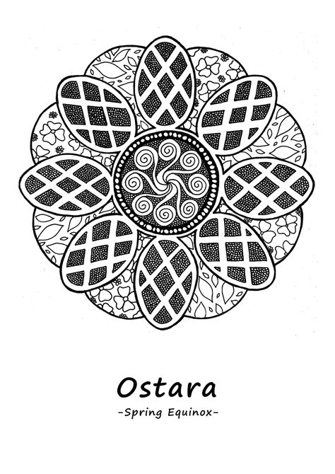 Ostara Mandala Pagan Sabbat Colouring Page Downloadable Etsy