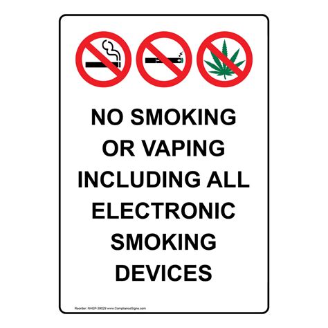 Vertical Sign No Smoking No Smoking Or Vaping Including