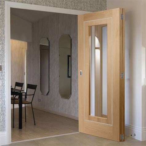 Bespoke Thrufold Varese Oak Glazed Folding 20 Door With Aluminium