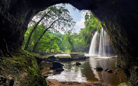 Forest Nature Waterfalls Caves Spring Hd Wallpaper Peakpx