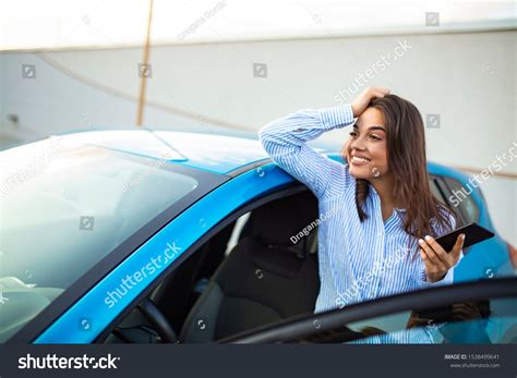 Road Trip Technology And Communication Concept Happy Young Woman